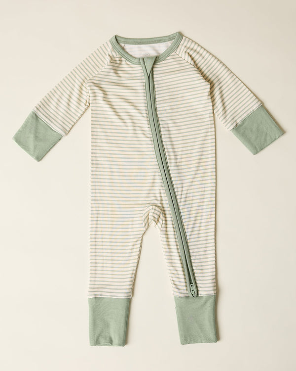 Bamboo Baby Pajama | Sage Candy Stripe