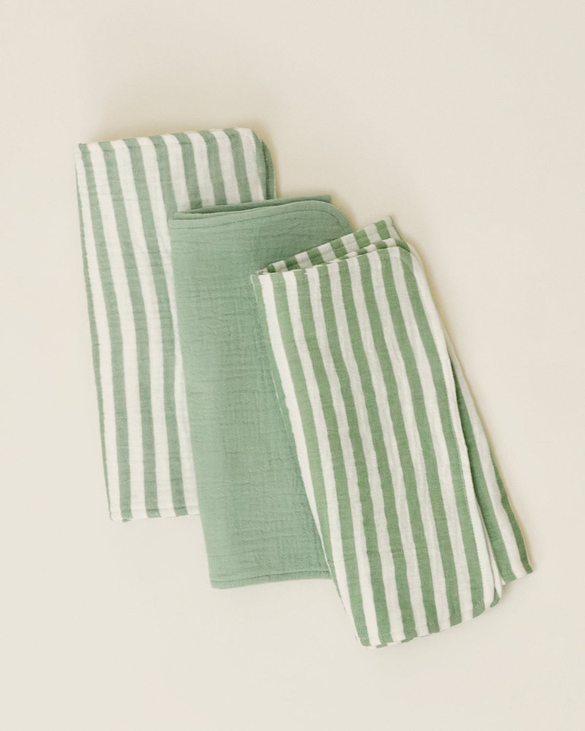 Organic Muslin Burp Cloth (Three-Pack) | Sage Stripe